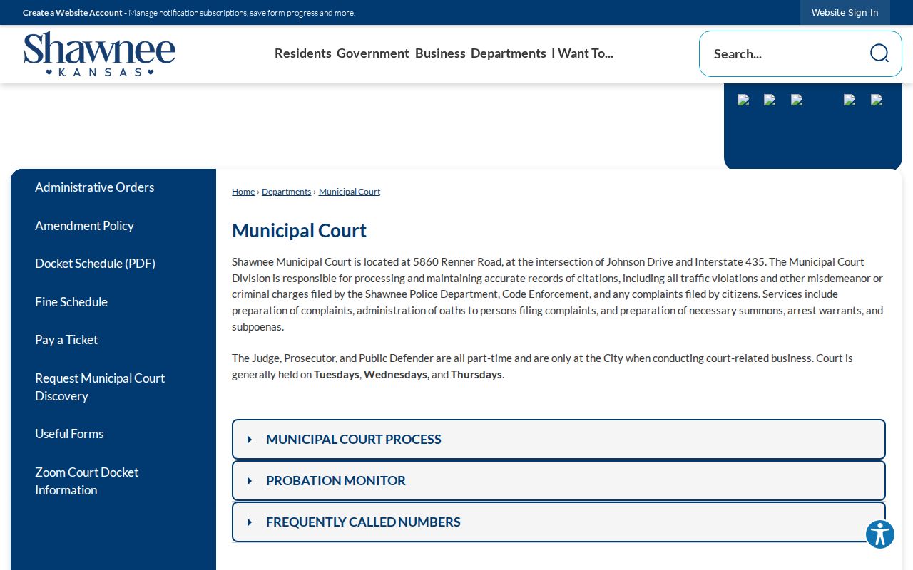 Johnson County court calendar and Shawnee arraignment docket information