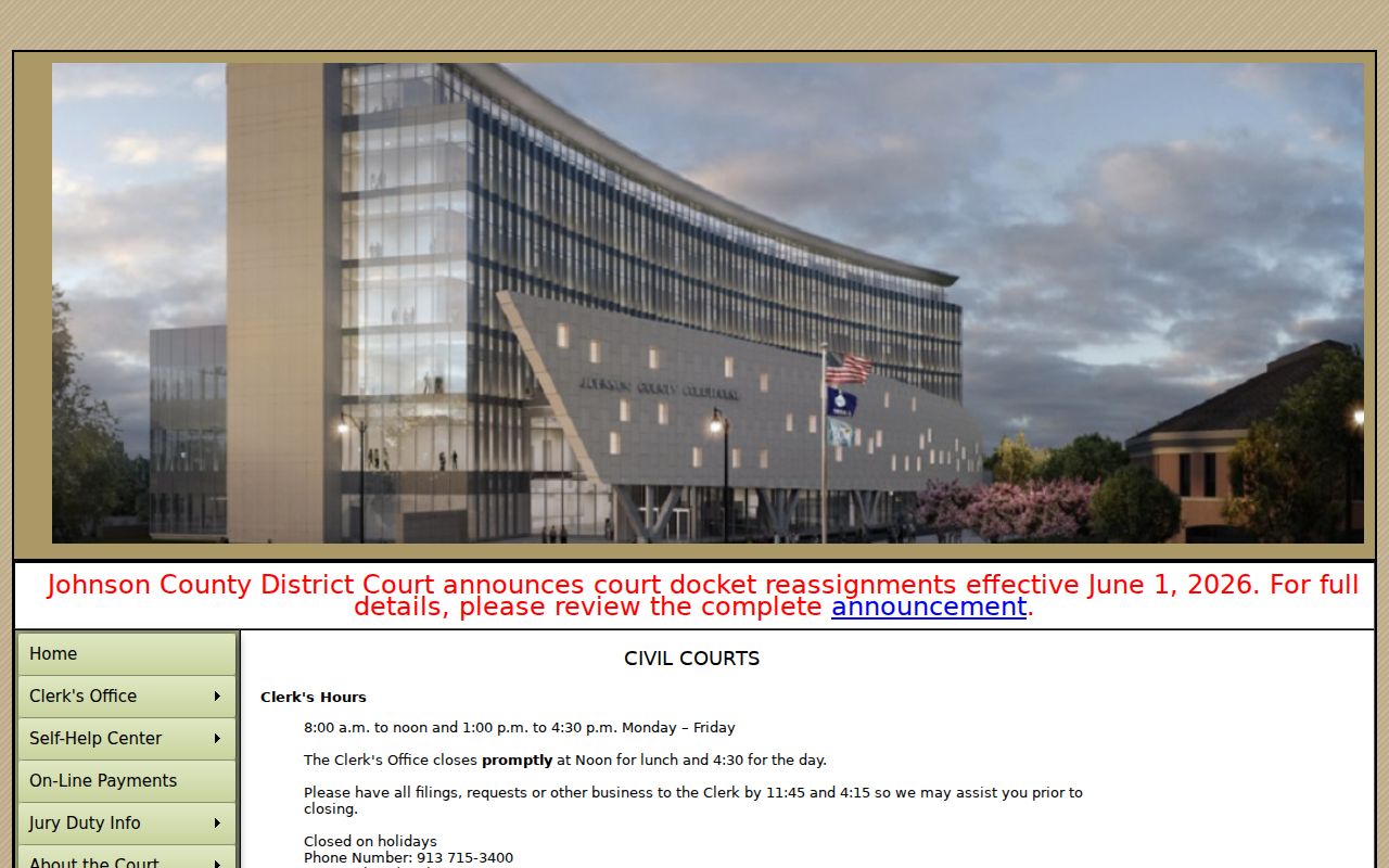 Johnson County civil court docket Civil Division information
