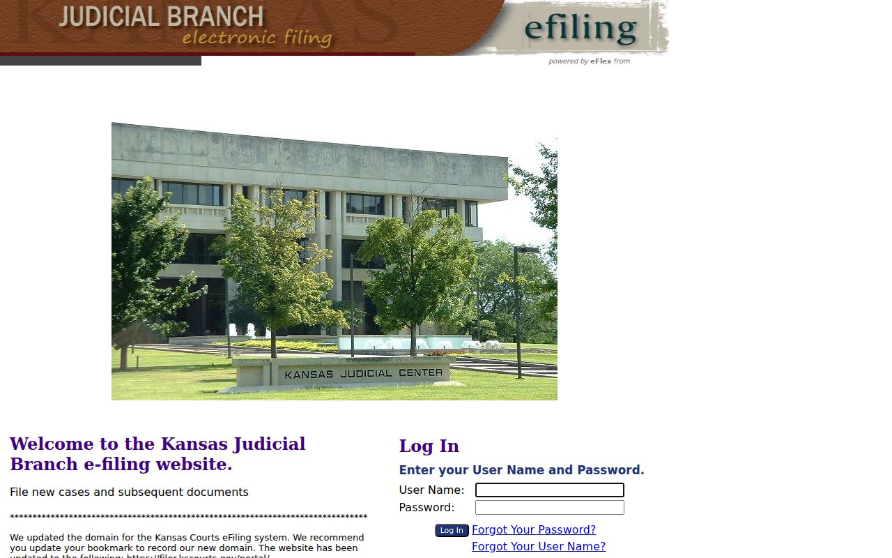 Johnson County civil court docket Kansas eFlex filing portal