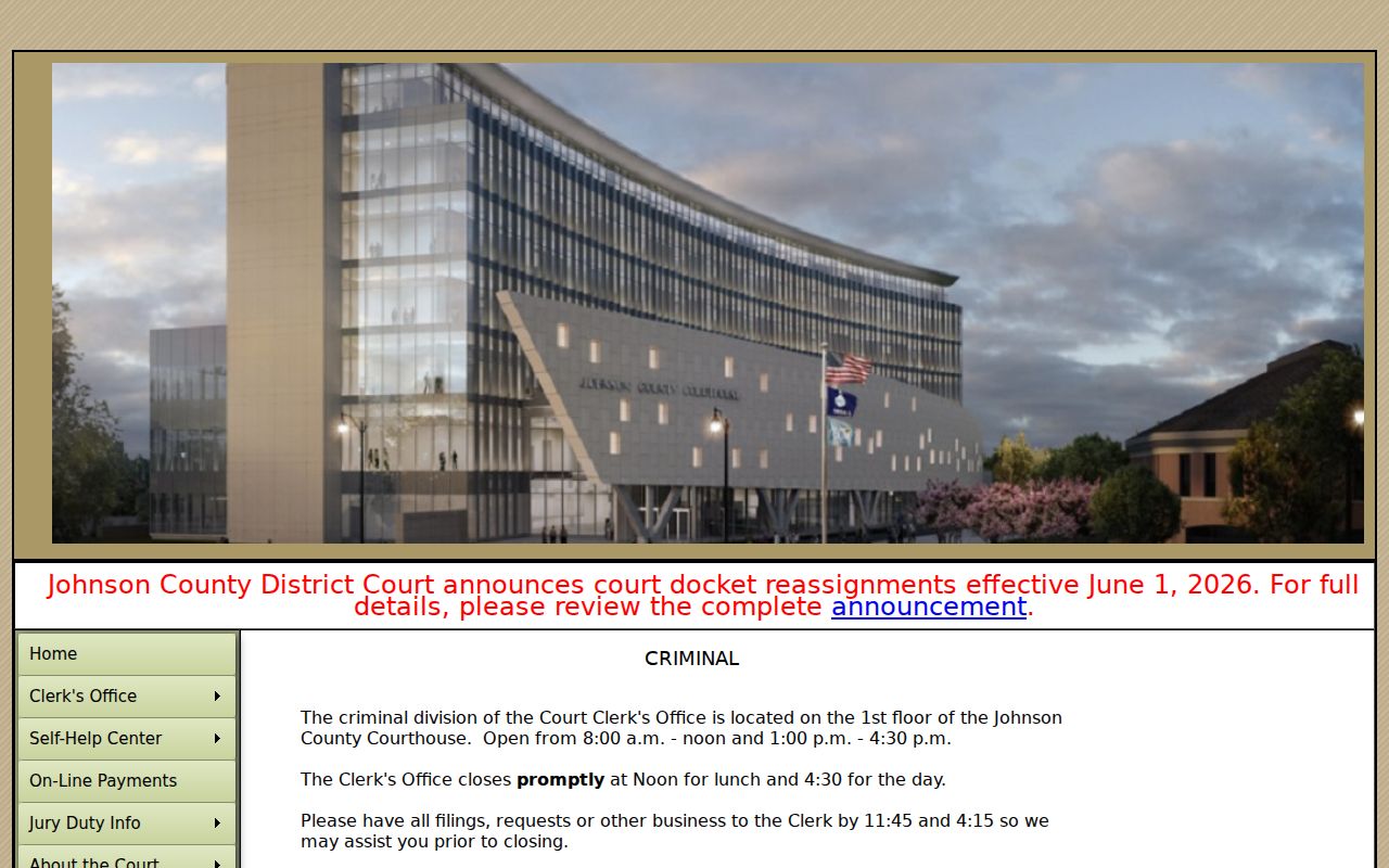 Johnson County criminal court docket Criminal Division information