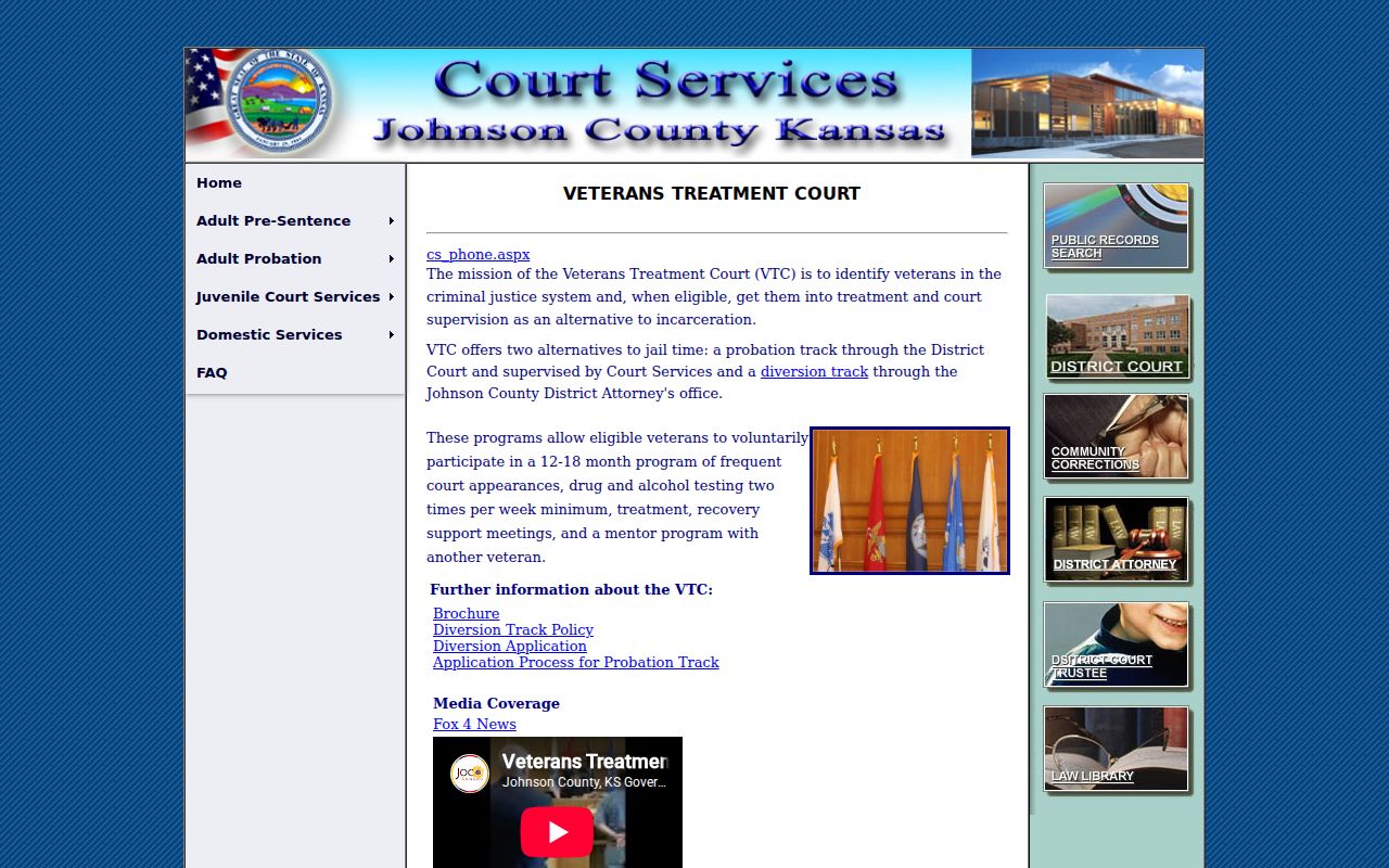 Johnson County Veterans Treatment Court official program page