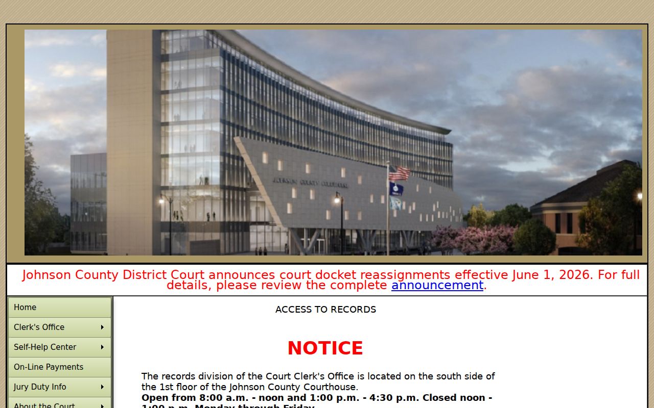 Johnson County Clerk court-record access and public terminal information