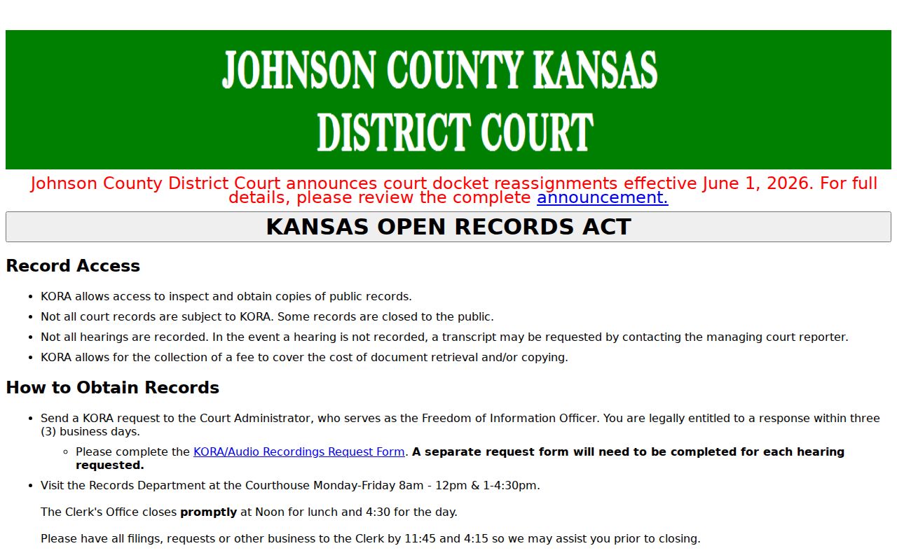 Johnson County court-record KORA policy