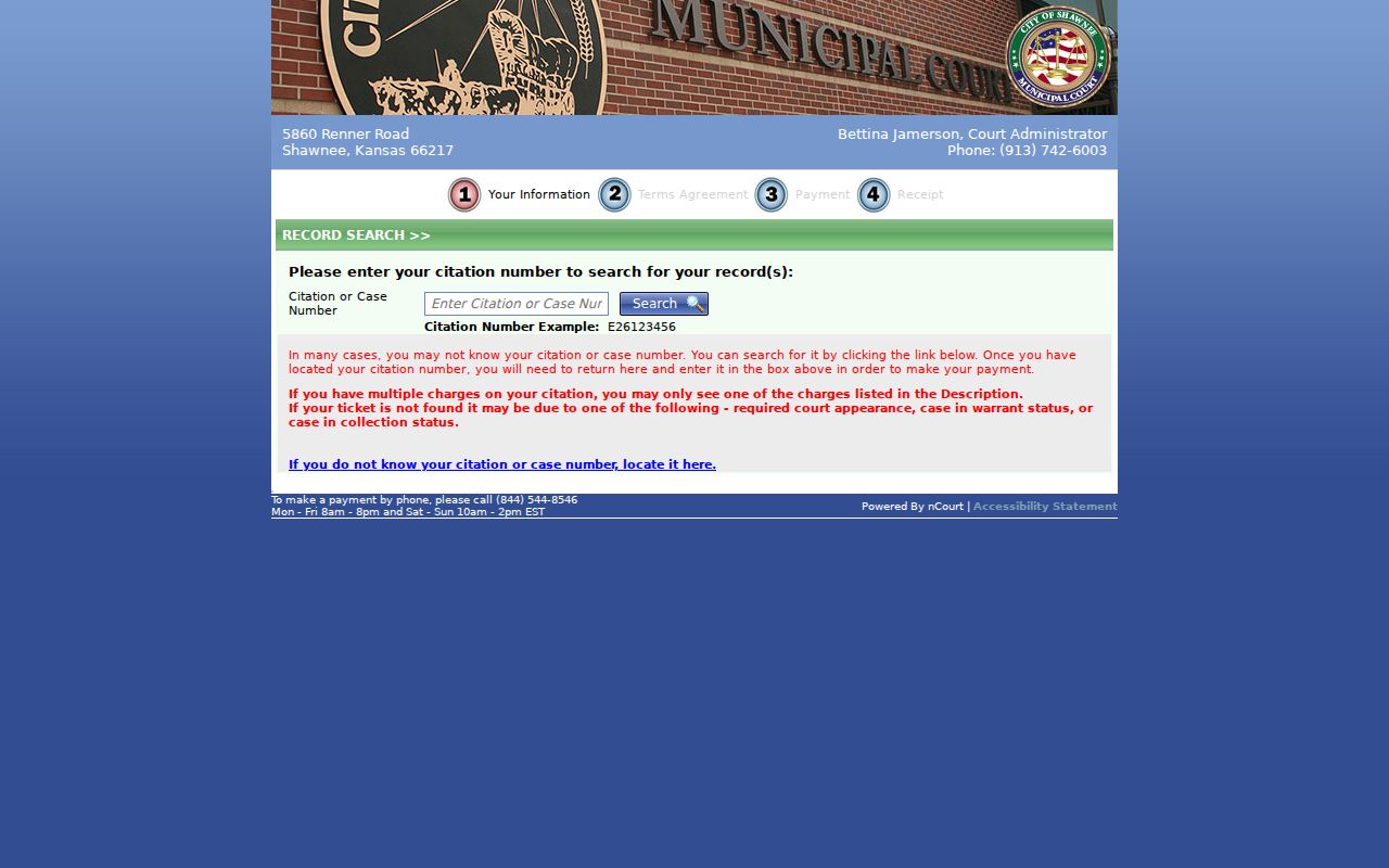 Shawnee municipal citation and case number search
