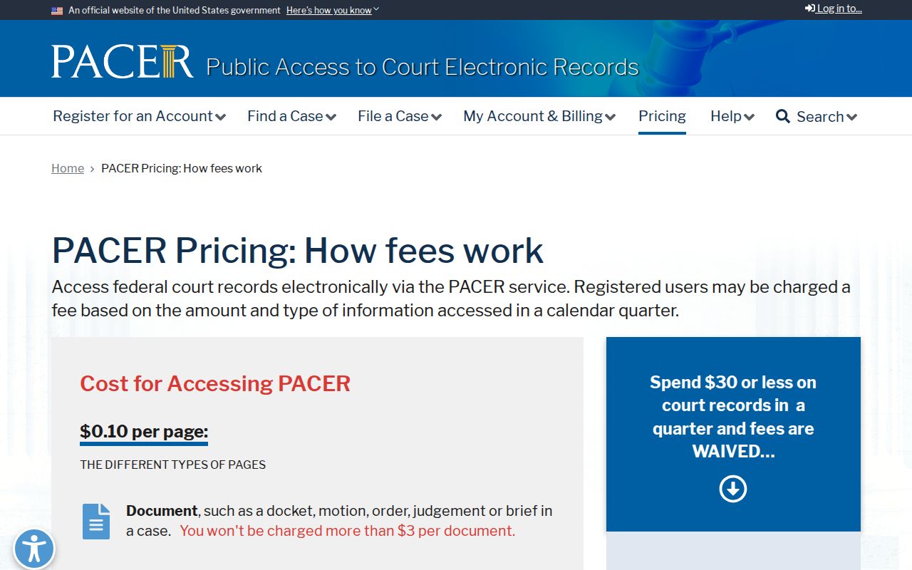 Johnson County traffic court records and separate federal PACER access fees